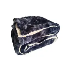 GENERICO - Cobija Termica Sherpa Con Peluche King Gris 260x240 cm Azul