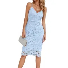 YURELKSHOP - VESTIDO DE FIESTA CORTO DE ENCAJE COCTEL MUJER