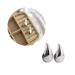 GENERICO - Aretes Gota Chunky Grande Plateado
