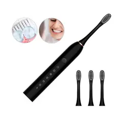 GENERICO - Cepillo De Dientes Eléctrico 4 Cabezales Carga Rápida Negro