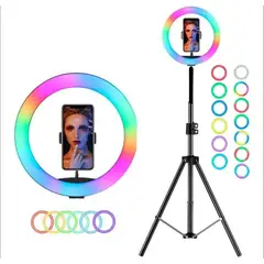 GENERICO - Lampara aro de luz 33 cms Rgb con tripode y control bluetooth