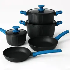 KITCHENWARE - BateríadeCocina Camden Azul 8 Piezas en Aluminio Forjado Antiadherente