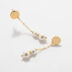 ENIGMA - Aretes Equilibrio Dorado con Perla para Mujer