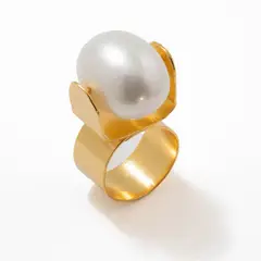 ENIGMA - Anillo Convicción Dorado con Perla para Mujer