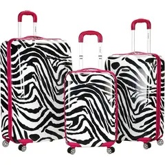 ROCKLAND - Maleta de ruedas dura con 3 piezas PINKZEBRA 202428