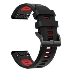 GENERICO - Pulso 26mm Correa Garmin Fenix 5x 6x 7x Easy Fit Negro y Rojo