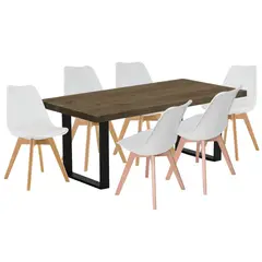 EKONOMODO COLOMBIA - Comedor Celeno Beyota 30mm con 6 Sillas Milano 160x80x75 blanco