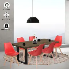 EKONOMODO COLOMBIA - Comedor Celeno Beyota 30mm con 6 Sillas Milano 160x80x75 rojo
