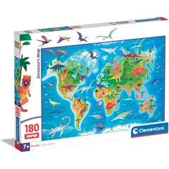 CLEMENTONI - Rompecabezas 180 Piezas Mapa Ilustrado De Dinosaurios Niños