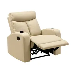 MUEBLES FIOTTI - Silla Reclinable 1 Puesto con portavasos Tela Beige Trudy