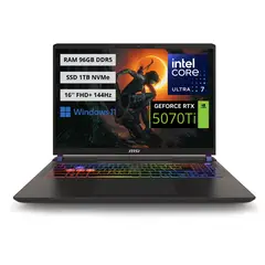 MSI - Portatil Gamer Vector 16 HX Intel Ultra 7-255HX RAM 96GB SSD 1TB RTX 5070 Ti 12GB