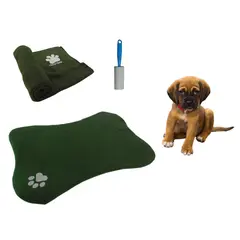 HALLY PET - Tapete Forma de Hueso Cobija Grande Quitamotas Verde