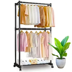 ONE PIXEL - Organizador De Ropa Perchero Sencillo Con Zapatero y Ruedas Ergonómico
