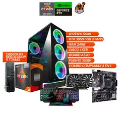 AMD - PC Gamer Ryzen 5 5500 RTX 3050 6GB 24GB RAM 1.5TB + OBSEQUIO Regulador 6 tomas
