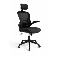 JYM - Silla De Oficina Gerencial En Paño Brazos Abatibles Apoyo Lumbar Negra