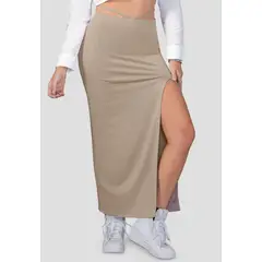 MARKETING PERSONAL - Falda Larga Mujer Café Pardo Mp 110266