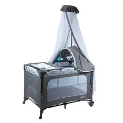 EBABY - Cuna Corral función Colecho DACORA GRIS AZUL EB750-2