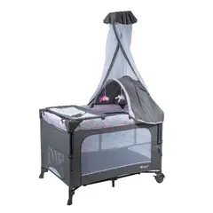 EBABY - Cuna Corral función Colecho DACORA GRIS ROSA EB750-2