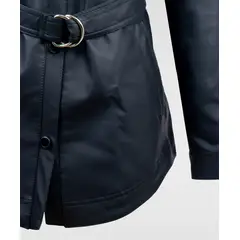 SYK - Chaqueta Gabán Camisero Mujer en Cuerotex Negro