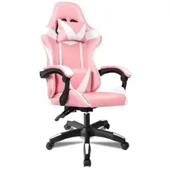 GENERICO - Silla Gamer Ergonomica Color Rosado Con Blanco