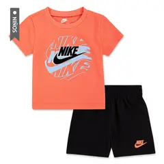 NIKE - Conjunto B Nsw On The Move Jrsy Infantes-Naranja/Negro