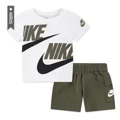 NIKE - Conjunto B Nsw Hbr Cargo Short Infantes-Blanco/Verde