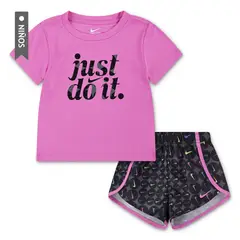 NIKE - Conjunto Essentials Aop Sprinter Se Niña-Fucsia/Negro