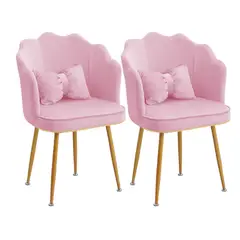 DIMATEX LEON - Set X2 Silla Decorativa Sala Comedor Dormitorio Refalana Dorado OscuroRosa