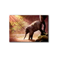 HOGAR VENECIA - Cuadro Decorativo Elefante Bebe M 70x45 cm - impresion Tela Poliester