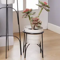 REJIPLAS - Soporte Piso Arco con Maceta Plastificado Negro