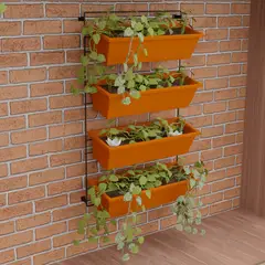 REJIPLAS - Soporte jardin vertical 4 puestos plastificado Negro