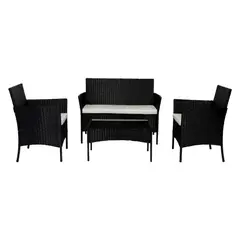 RTA DESIGN - Juego de Sala Exterior Zafiro Negro y Blanco con Dos Sillas de Una Plaza