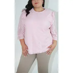 L Y H - Blusa Para Mujer Manga 34 Rosa Marca L&H