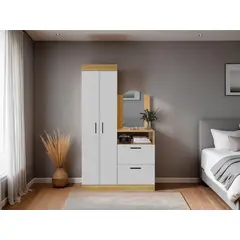 RTA DESIGN - Closet Tocador Praga, Fresno y Blanco, incluye Espejo