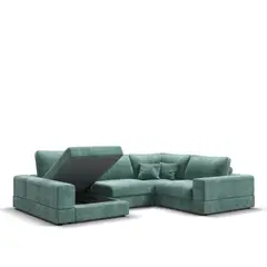 GENERICO - Juego de Sala Cuarzo Moderno en U Esquinero en Tono Azul