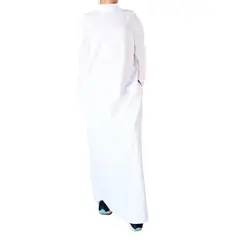 VIA7 - Vestido largo suelto manga larga cuello alto bolsillos