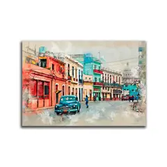 VENECIA - Cuadro Decorativo Calle Cuba XL 120x80 - impresion en Tela Poliester