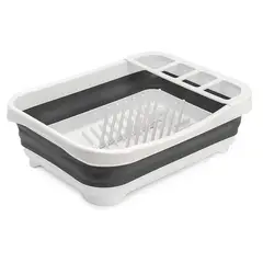 CHEF MASTER - Escurridor de Platos Plegable con Drenaje y Compartimentos
