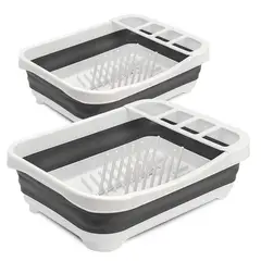 CHEF MASTER - Set x2 Escurridor Platos Plegable Drenaje y Compartimentos