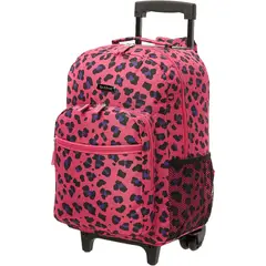 ROCKLAND - Mochila con ruedas doble mango MAGENTALEOPARD 17 Pulgadas