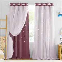 ONE PIXEL - Cortinas Diseño Estrellas Blackout Con Velo 127 x 214cm X2 UND