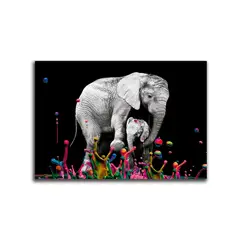 VENECIA - Cuadro Decorativo Elefante Colores XL 120x80 - impresion en Tela