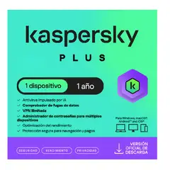 KASPERSKY - Antivirus Plus 1 Disp 1 Año + VPN Ilimitada ESD