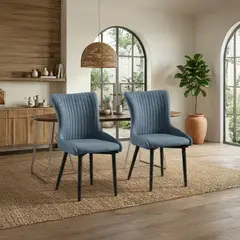 DIMATEX LEON - Set X2 Silla Decorativa Sala Comedor Dormitorio Refhans Azul