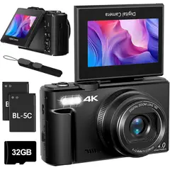 GENERICO - Cámara Digital Vlogging 4k 64mp 3 Pulgs Wifi Compacta 18x