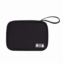 GENERICO - ESTUCHE CARTUCHERA ORGANIZADOR CABLES VIAJE ALMACENAR-NEGRO