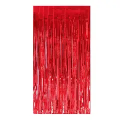 GENERICO - Cortina Decorativa fiesta metalizada roja 1metro x 2 metro