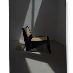 GENERICO - Poltrona Babilonia madera color negro mimbre color natural 59X48X68