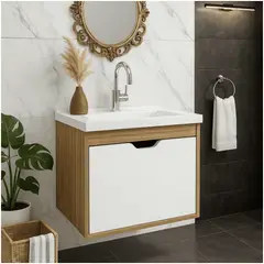 MUEBLES 2020 - Mueble de baño con lavamanos Graz AlmendraBlanco