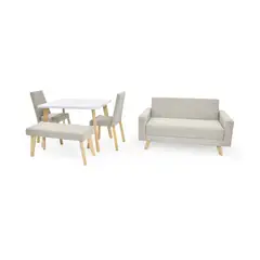 HOGAR VENECIA - Combo Sofa Baru + Juego de Comedor Lugo Matiz 4P Sillas y Butaco Viena Taupe